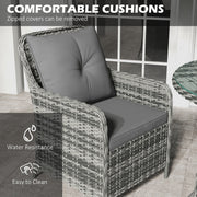 4 Seater Rattan Dining Set With Parasol, Grey Outsunny