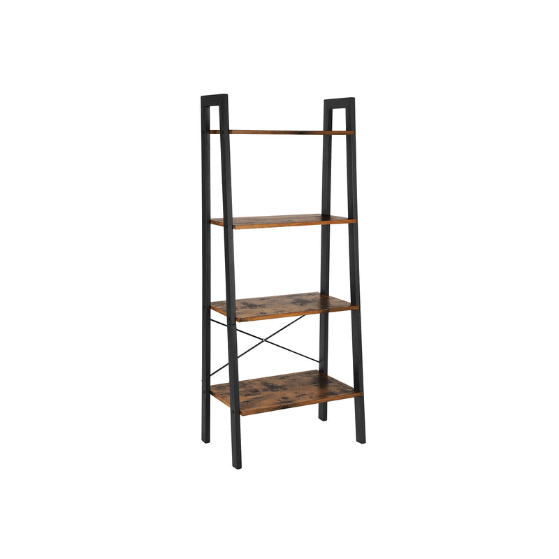 Rustic 4 Tier Ladder Shelf Bookcase for Living Room or Office Storage by Vasagle