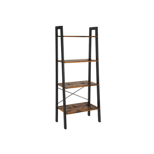 Rustic 4 Tier Ladder Shelf Bookcase for Living Room or Office Storage by Vasagle