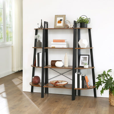 Rustic 4 Tier Ladder Shelf Bookcase for Living Room or Office Storage by Vasagle