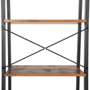 Rustic 4 Tier Ladder Shelf Bookcase for Living Room or Office Storage by Vasagle