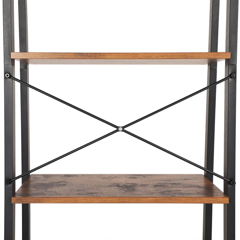 Rustic 4 Tier Ladder Shelf Bookcase for Living Room or Office Storage by Vasagle