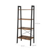 Rustic 4 Tier Ladder Shelf Bookcase for Living Room or Office Storage by Vasagle