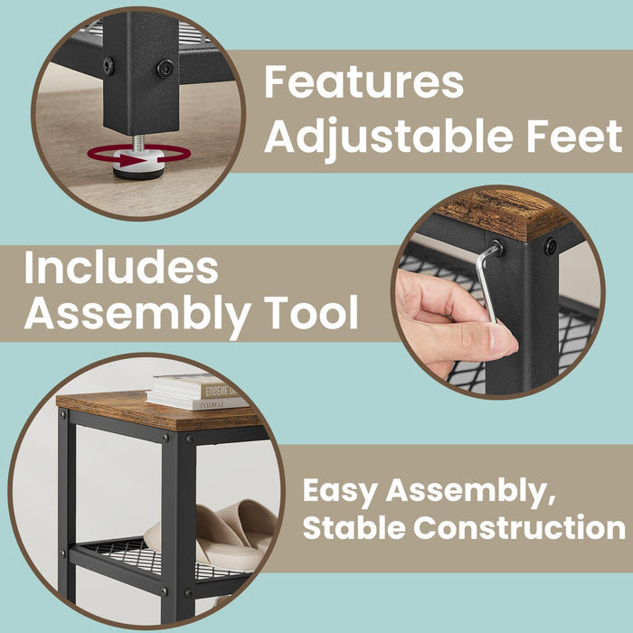 Wooden Shoe Bench with 2-Tier Storage Rack for Entryway and Hallway by Vasagle