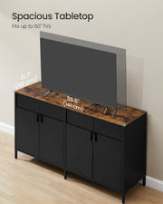 Cabinet tabletop shown fitting a TV up to 60 inches wide