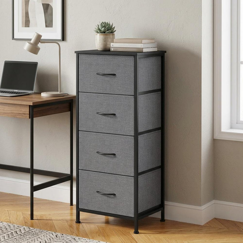 Songmics steel chest of drawers styled in a bedroom setting