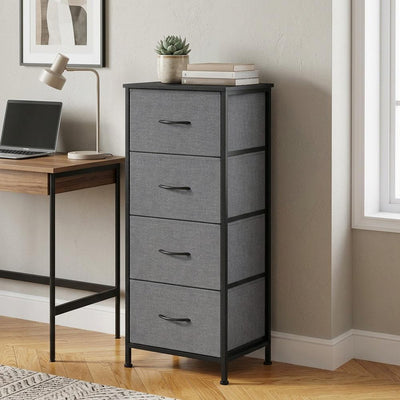 Songmics steel chest of drawers styled in a bedroom setting