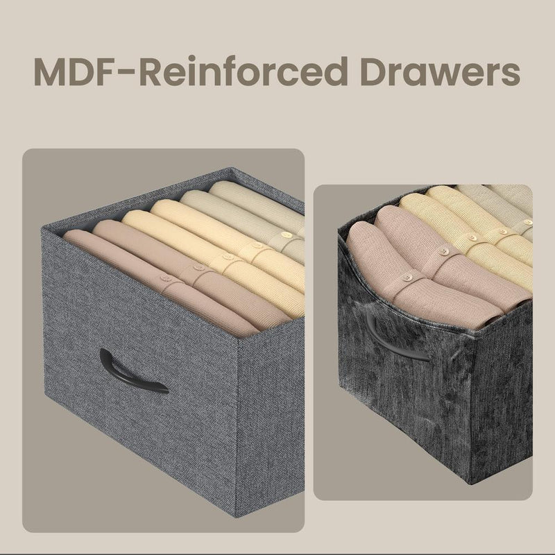 Dimensions diagram of the Songmics 4-drawer steel chest of drawers