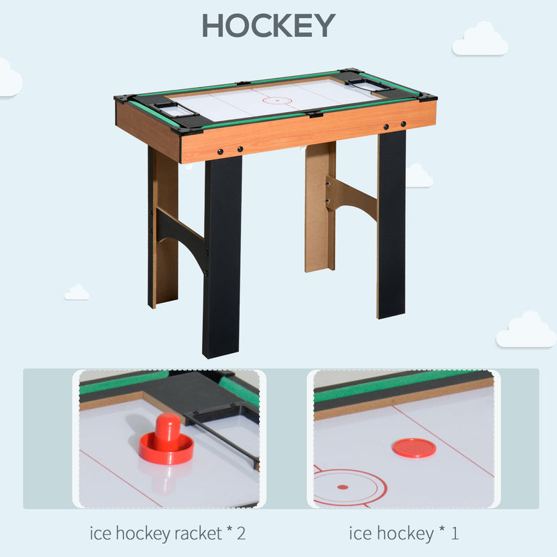Hockey surface of the games table with close-ups of the puck and hockey pushers