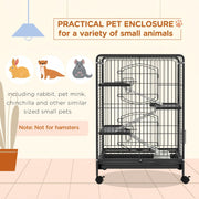 Infographic showing the cage suits rabbits, mink and chinchillas, not hamsters