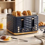 Ripple toaster on a kitchen counter toasting bread and a bagel
