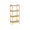 Songmics 4 tier natural bamboo shelving unit with slatted shelves, plain background