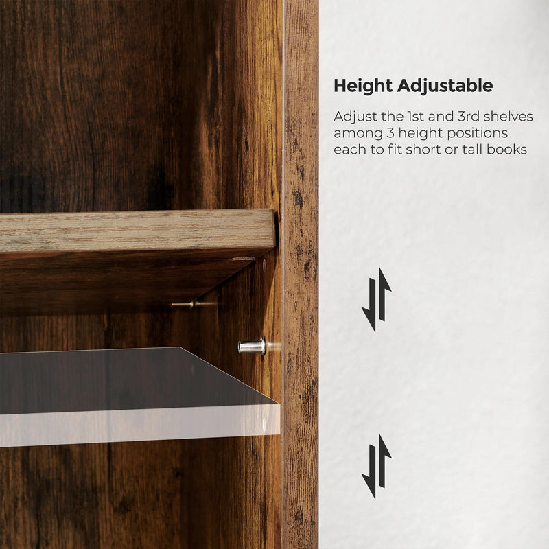 Detail of a shelf resting on support pins, showing the 3 available height positions