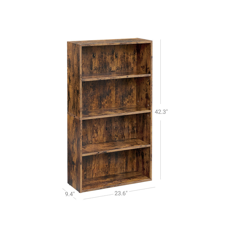 Line drawing of the empty bookcase with its depth, width and height dimensions labelled