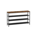 VASAGLE 4-tier fabric shoe rack in rustic brown and black, main shot