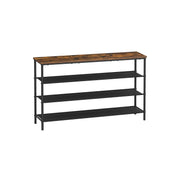 VASAGLE 4-tier fabric shoe rack in rustic brown and black, main shot