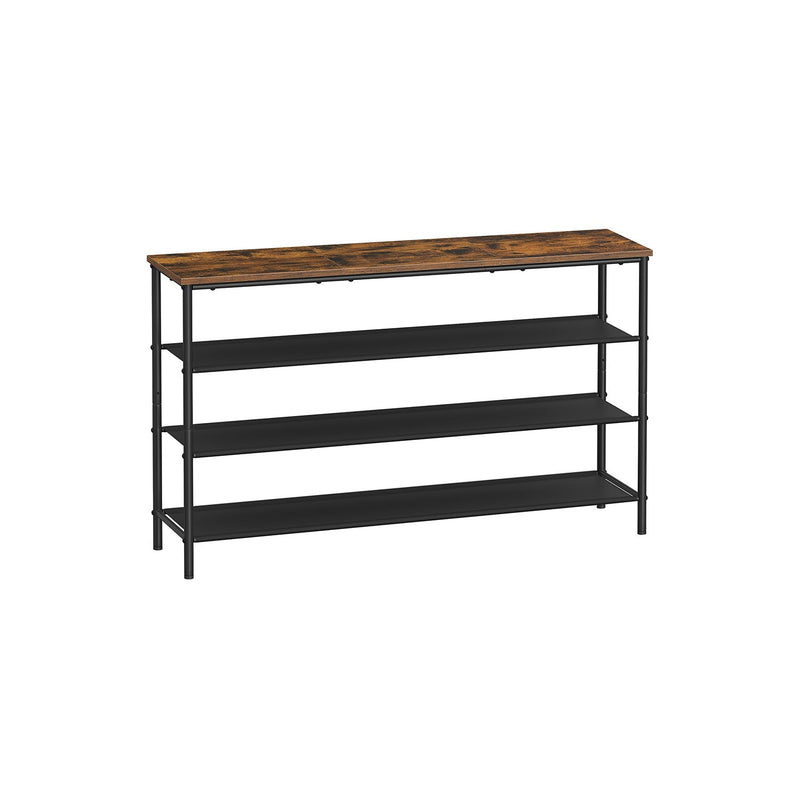 VASAGLE 4-tier fabric shoe rack in rustic brown and black, main shot