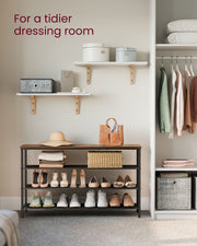 Close-up of the fabric shelf and steel frame joint