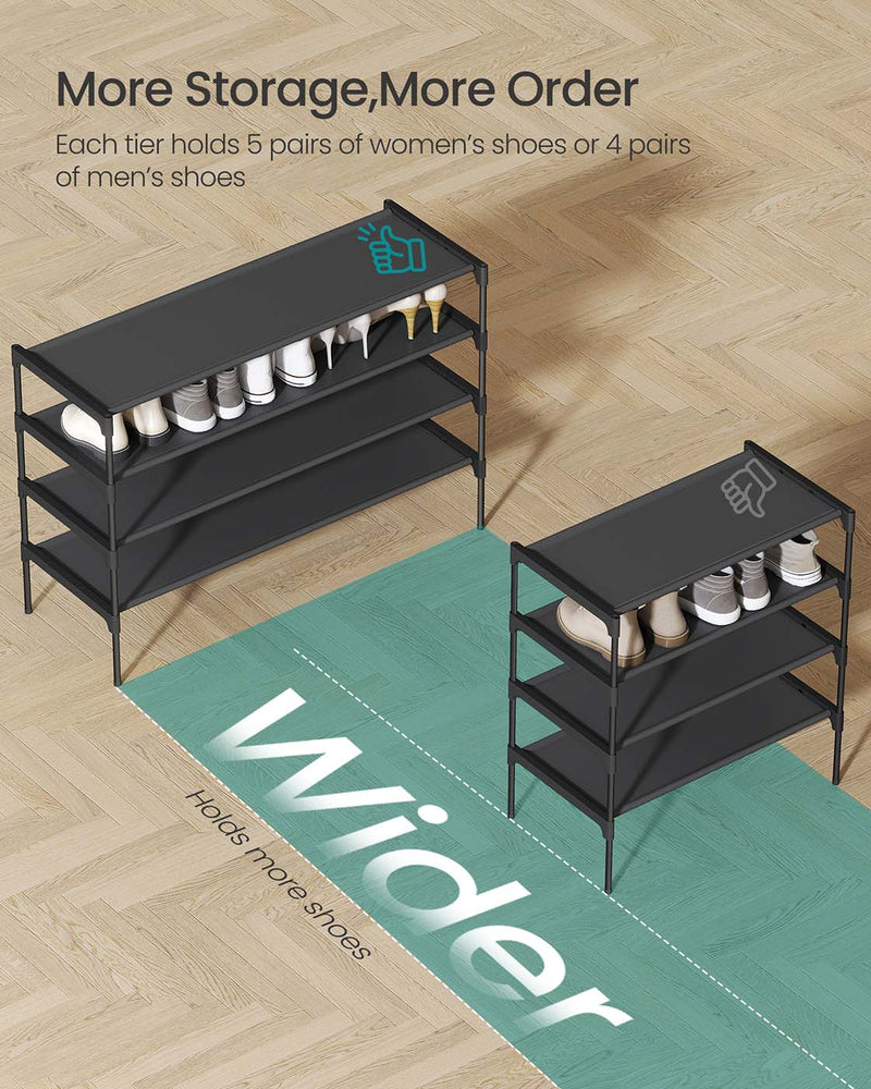 Close-up of the metal frame and plastic connectors on the shoe rack