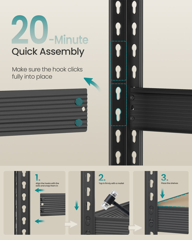 Boltless interlocking assembly parts for the shelving unit