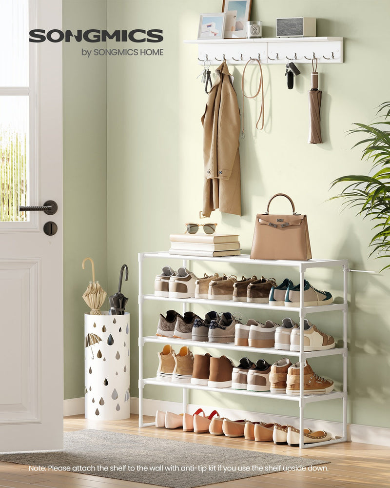 Shoe rack flipped upside down for extra storage room
