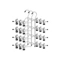 4-tier chrome pants hanger with 8 black PVC-coated clips, front view
