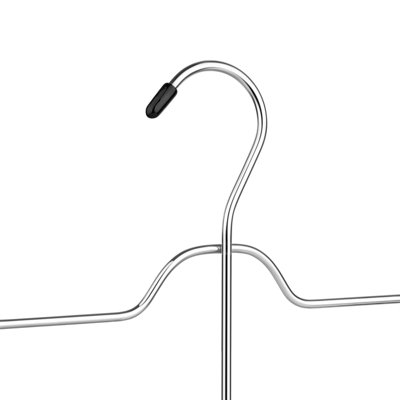 Close-up of the padded hook at the top of the chrome pants hanger