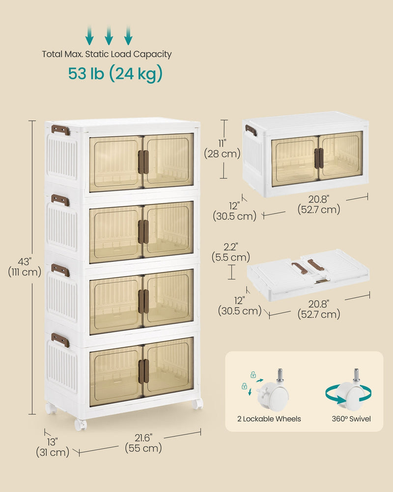 Dimension diagram giving 55 x 31 x 111 cm overall, 52.7 x 30.5 x 28 cm per box and 24 kg load