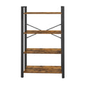 Vasagle 4 tier wooden storage shelf, rustic brown and black, full view