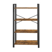 Vasagle 4 tier wooden storage shelf, rustic brown and black, full view