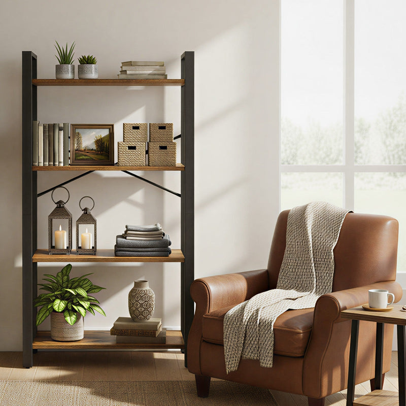 Vasagle bookcase styled in a living room setting