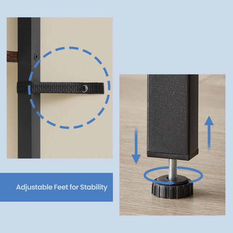 Dimensions diagram for the Vasagle 4 tier storage shelf