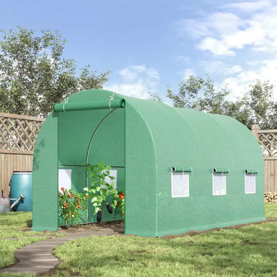 Poly Tunnel Greenhouse, Vents, Door, Windows, 4.5x2x2m Outsunny