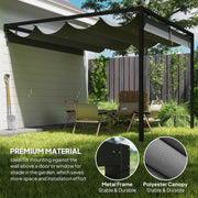 Grey 3 x 3m Outdoor Pergola with Retractable Canopy for Garden or Patio by Outsunny