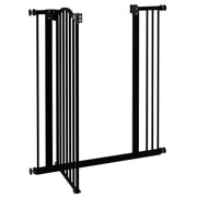 Freestanding Metal Dog Safety Gate Adjustable Folding Pet Barrier for Doorways Black