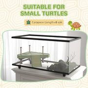 50L Glass Turtle Tank Aquarium with Basking Platform and Easy Drainage Feature, Black