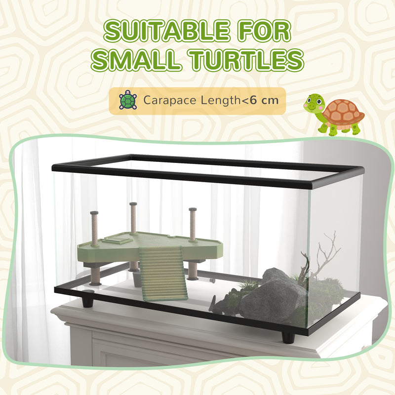 50L Glass Turtle Tank Aquarium with Basking Platform and Easy Drainage Feature, Black