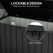 450L Garden Storage Box with Wheels Easy Access Galvanised Steel Outdoor Chest, Dark Grey