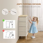 Industrial Style Chest of Drawers with 8 Fabric Storage Units and Wooden Top for Bedroom Maple Wood Effect