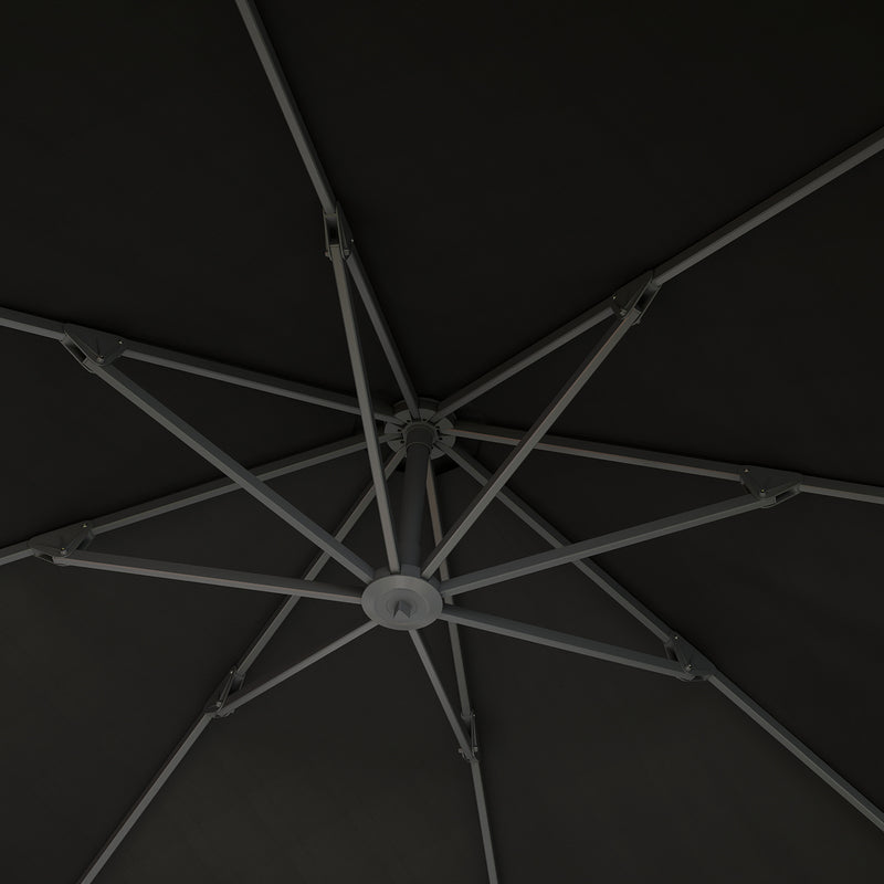 Black 3m Cantilever Garden Parasol With 360Â° Rotation and Crank Handle Premium Quality by Outsunny