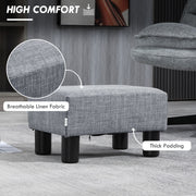 Linen Fabric Footstool Ottoman Cube with Sturdy Legs Ideal for Living Rooms, Grey