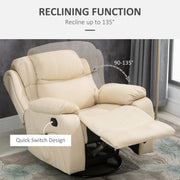 Reclining Massage Chair with Heat and Swivel Base Manual Recliner with Footrest Beige