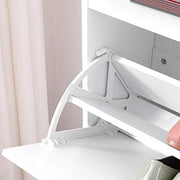 Vasagle White Narrow Shoe Cabinet for Hallway - 2 Pull Down Doors and a Handy Shelf