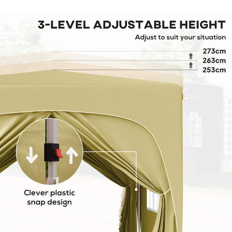 Sand 3 x 3m Pop Up Gazebo Shelter with Accessories by Outsunny