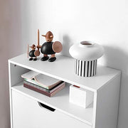 Vasagle White Narrow Shoe Cabinet for Hallway - 2 Pull Down Doors and a Handy Shelf