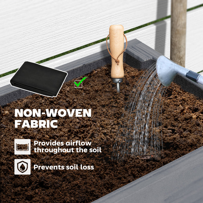 Grey Wooden Two Tier Raised Garden Planter for Flowers and Herbs by Outsunny