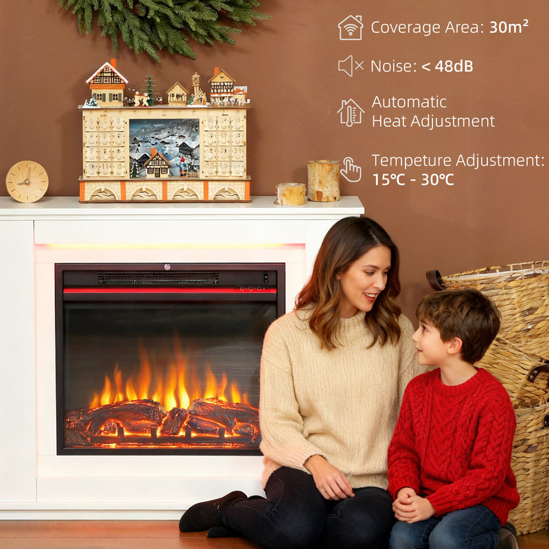 Electric Fireplace with Remote Control for Instant Warmth and Cosy Living Room Ambience White