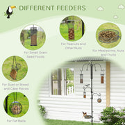 Wild Bird Feeding Station with 6 Hooks and 4 Feeders for Garden Outdoor Use, Black