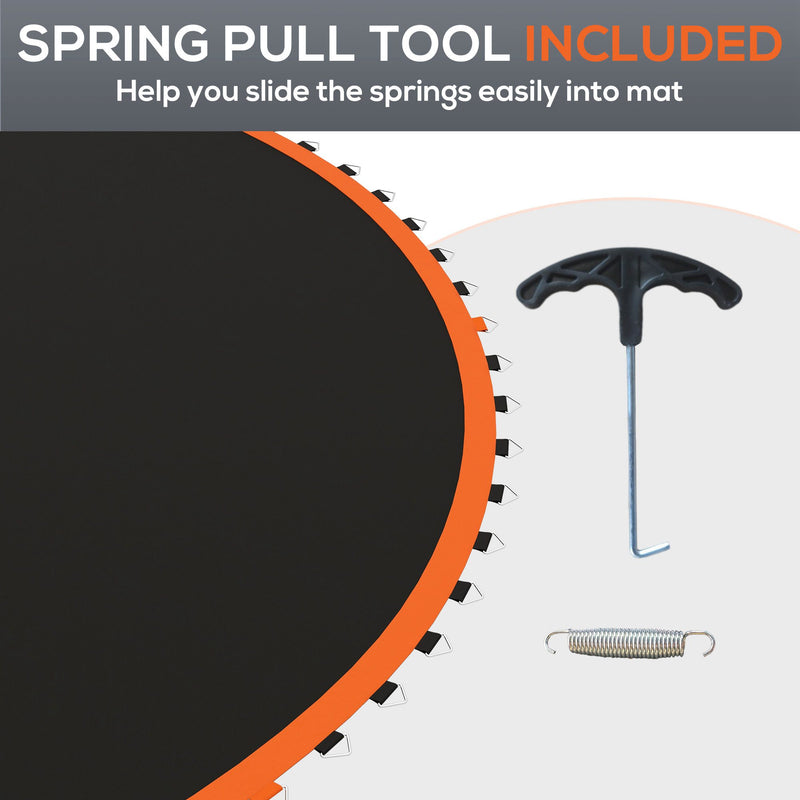 Replacement Trampoline Mat with Spring Tool 72 V Hooks for 12ft Trampoline 14cm Springs Orange by SPORTNOW AOSOM