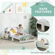 Toddler Bed with Storage and Guardrails for Ages 3 to 8 Fits 140 x 70cm Mattress, Green
